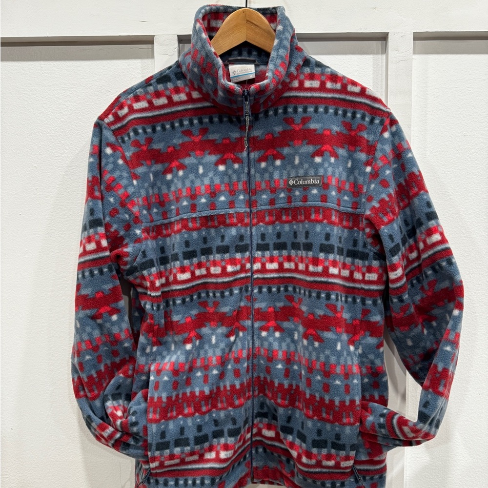 Columbia Fleece Zip Up Sweater With Pattern Size Medium. Never worn. No tags.